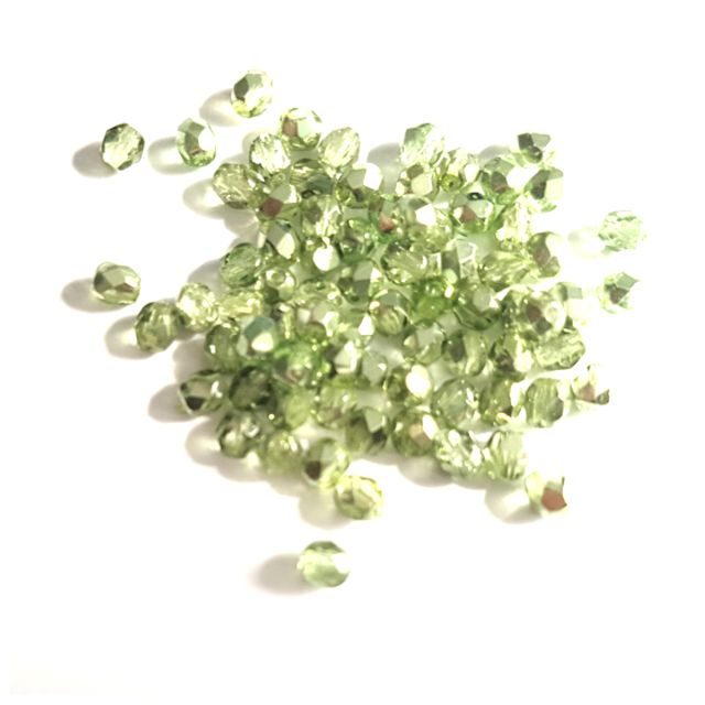 4mm Green Olive Apollo Czech Fire Polished  Bead