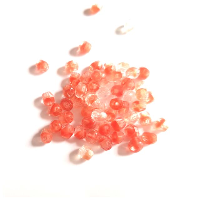 4mm Orange and Crystal Mix Czech Fire Polished Bead