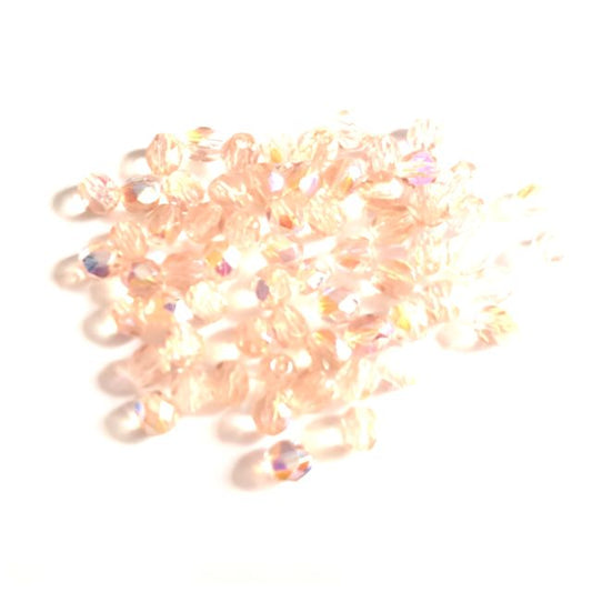 4mm Pink AB Czech Fire Polished Bead