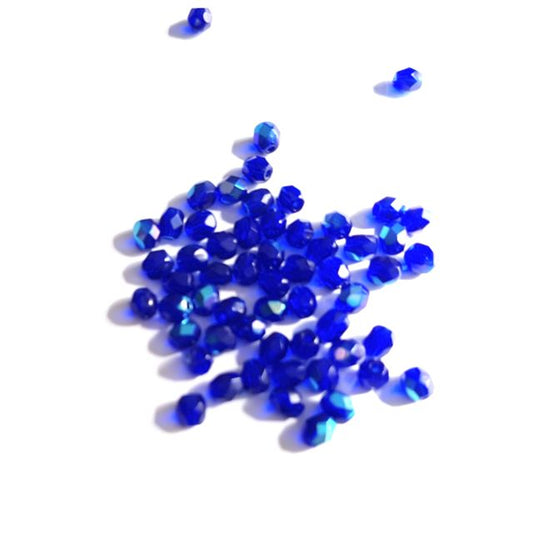 4mm Blue Cobalt AB Czech Fire Polished Bead