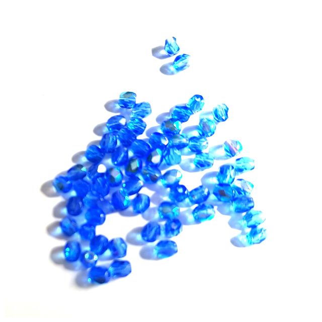 4mm Blue Sapphire AB Czech Fire Polished Glass Bead