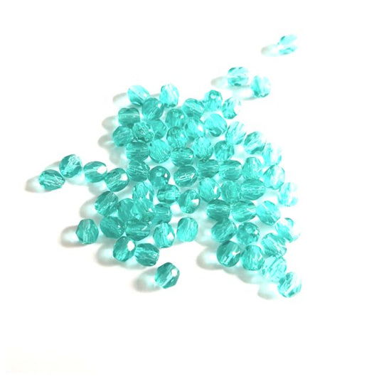 4mm Teal Transparent Czech Crystals