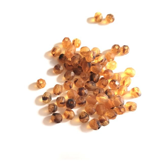 4mm Topaz Tortoise Czech Fire Polished Bead