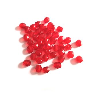 4mm Red Transparent Czech Fire Polished Bead