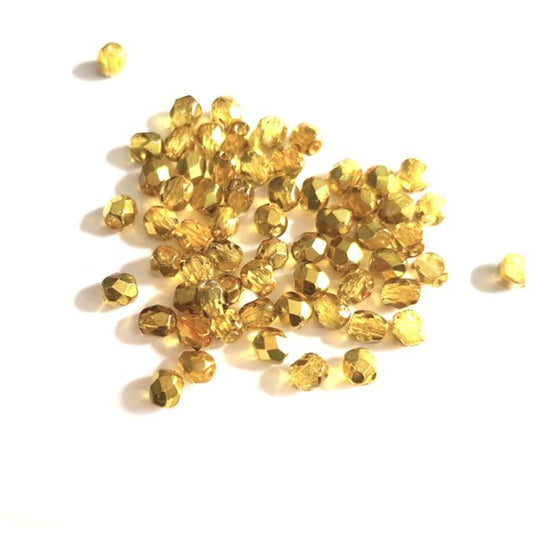 4mm Yellow Apollo Czech Fire Polished Bead