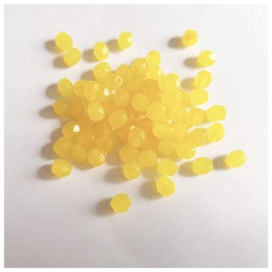 4mm Yellow Opalino Yellow Czech Fire Polished Bead