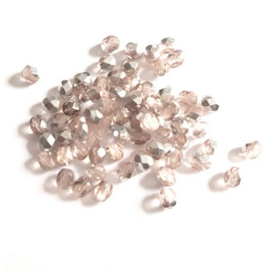 4mm Rose Light Apollo Czech Fire Polished Bead