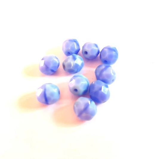 8mm Blue Mint Silk Mix Czech Fire Polished Glass Bead