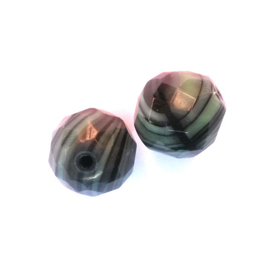 14mm Mix Black Green Czech Fire Polished Bead