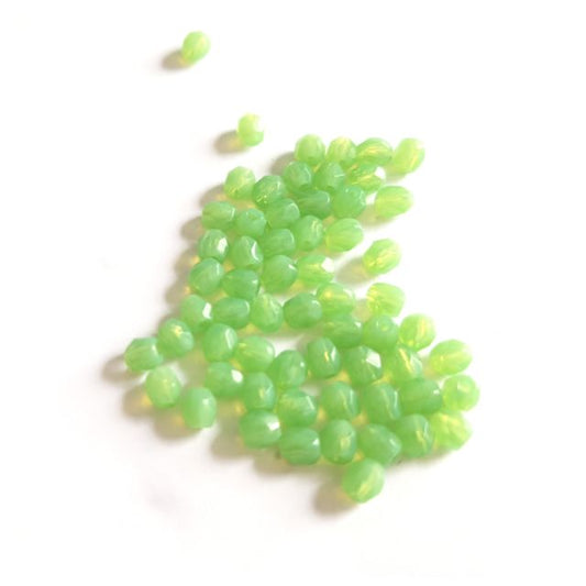 4mm Green Opalino Czech Fire Polished Bead