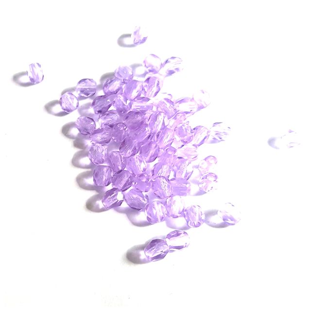 4mm Violet Transparent Violet Czech Fire Polished Bead