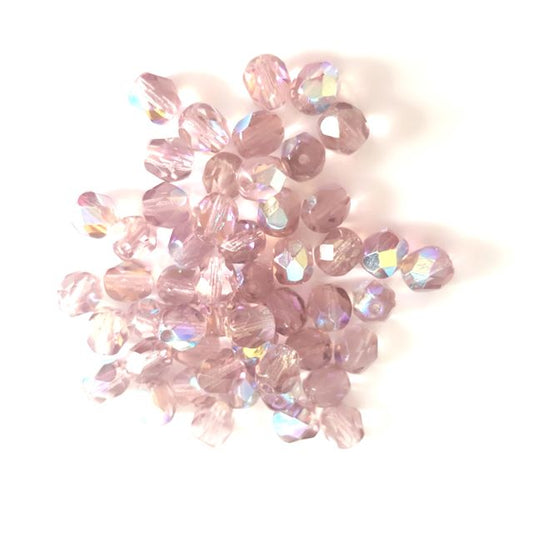 6mm Amethyst AB Czech Fire Polished Bead