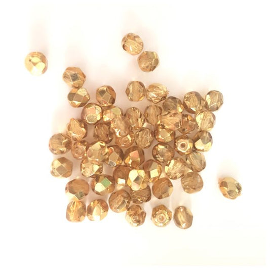 6mm Gold Apollo Czech Fire Polished Bead