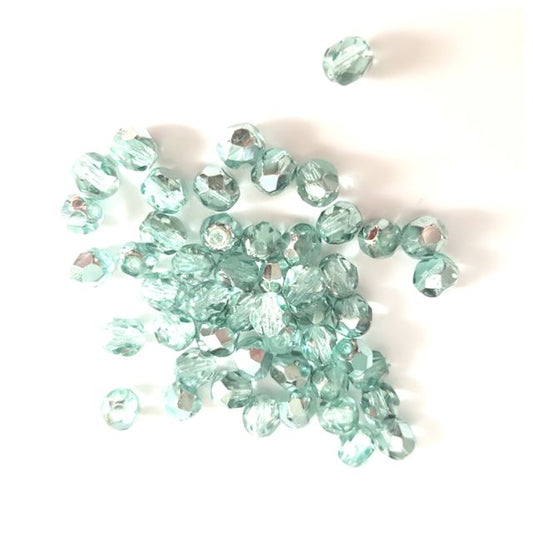 6mm Aqua Sea Mist Apollo Czech Fire Polished Bead