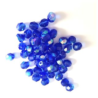 6mm Cobalt Blue AB Czech Fire Polished Bead