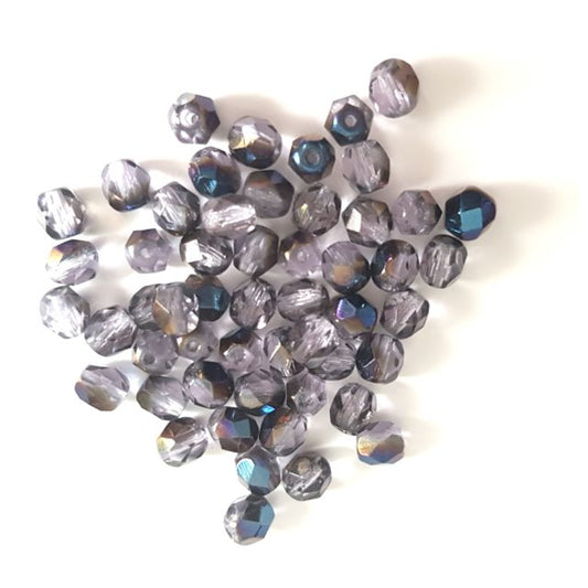 6mm Lilac Azura Czech Fire Polished Bead