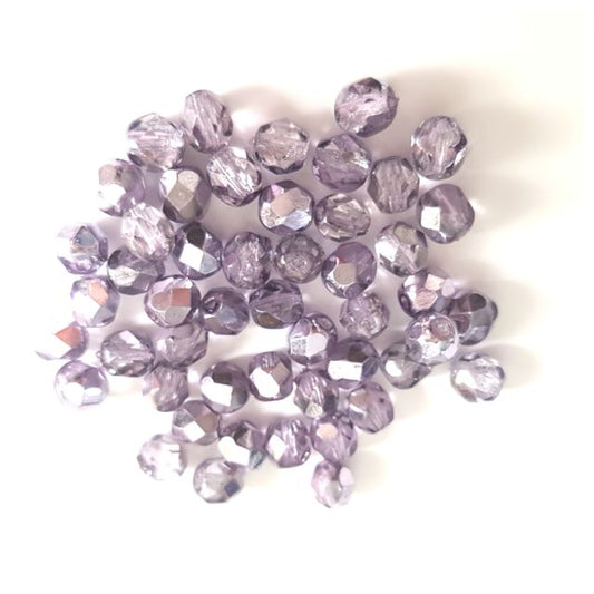 6mm Amethyst Lilac Apollo Czech Fire Polished Bead