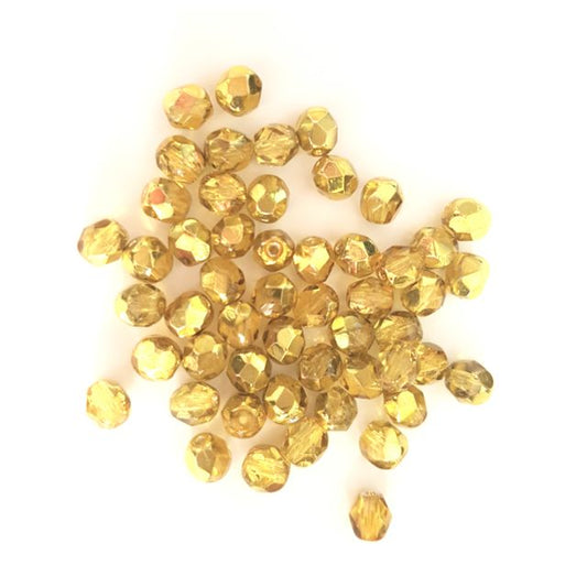 6mm Yellow Apollo Czech Fire Polished Bead