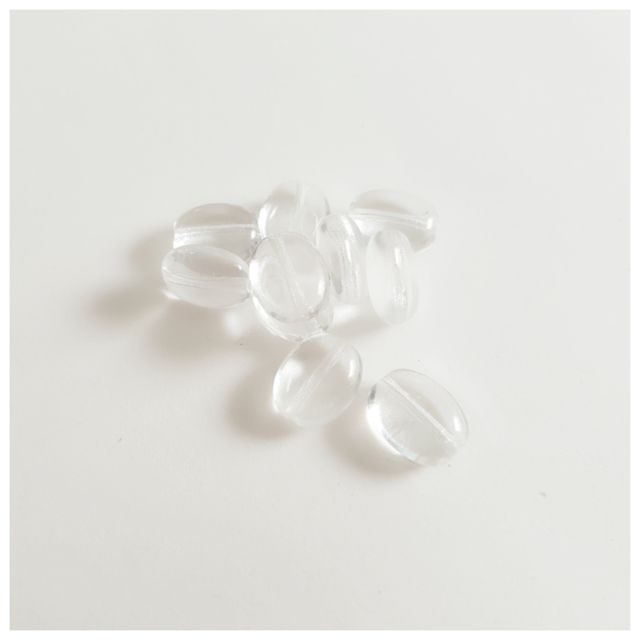 Flat Oval 11x9mm Clear Transparent Czech Glass Bead