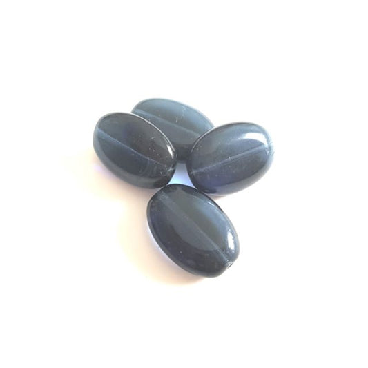 Flat Oval 19x13mm Montana Blue Transparent Czech Glass Bead