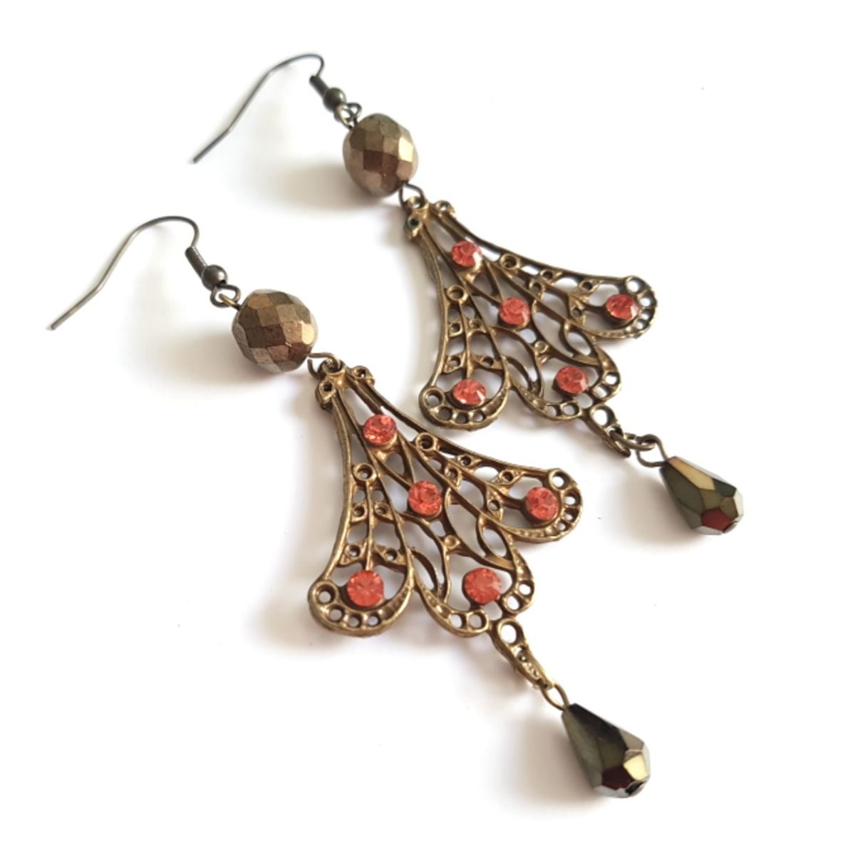 Femme Luxe Earrings Fluted Drop Swarovski Crystal Padparadscha