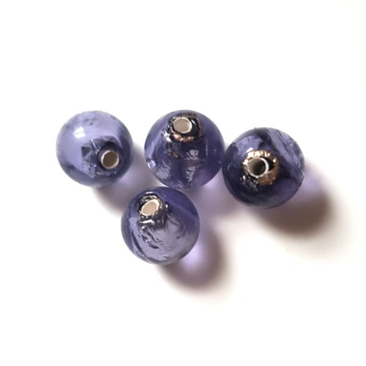 Handmade Czech Foil Glass Bead 8mm Amethyst