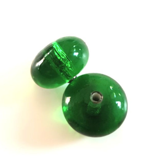 Handmade Czech Foil Glass Bead Melon 12mm Emerald