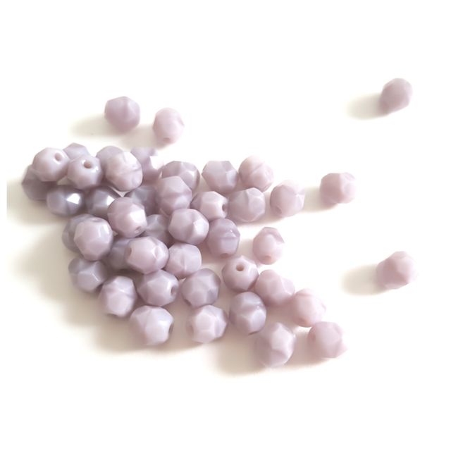 6mm Amethyst Lilac Silk Czech Fire Polished Glass Bead