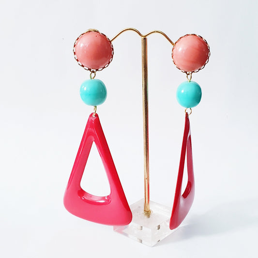 Colour Pop Drops Vintage Enamel Triangle Earrings