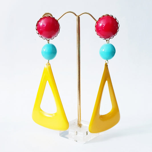 Colour Pop Drop Vintage Enamel Triangle Earrings