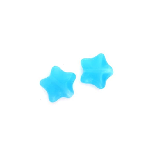 Star 12mm Aquamarine Opalino Czech Glass Bead