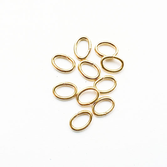 Jump Ring Oval 8x6mm Gold Plate - Thick - Pack of 20