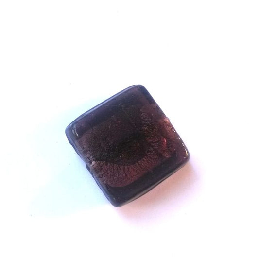 Indian Glass Bead Square 25mm Plum