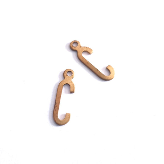 Initial C Delicate Raw Brass Charm Alphabet Letter 15mm