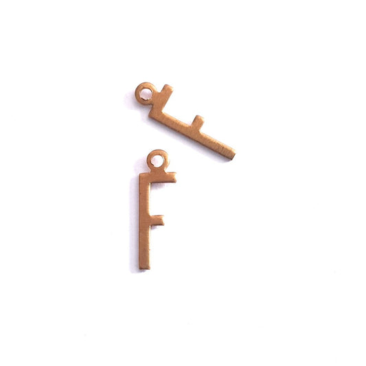 Initial F Delicate Raw Brass Charm Alphabet Letter 15mm