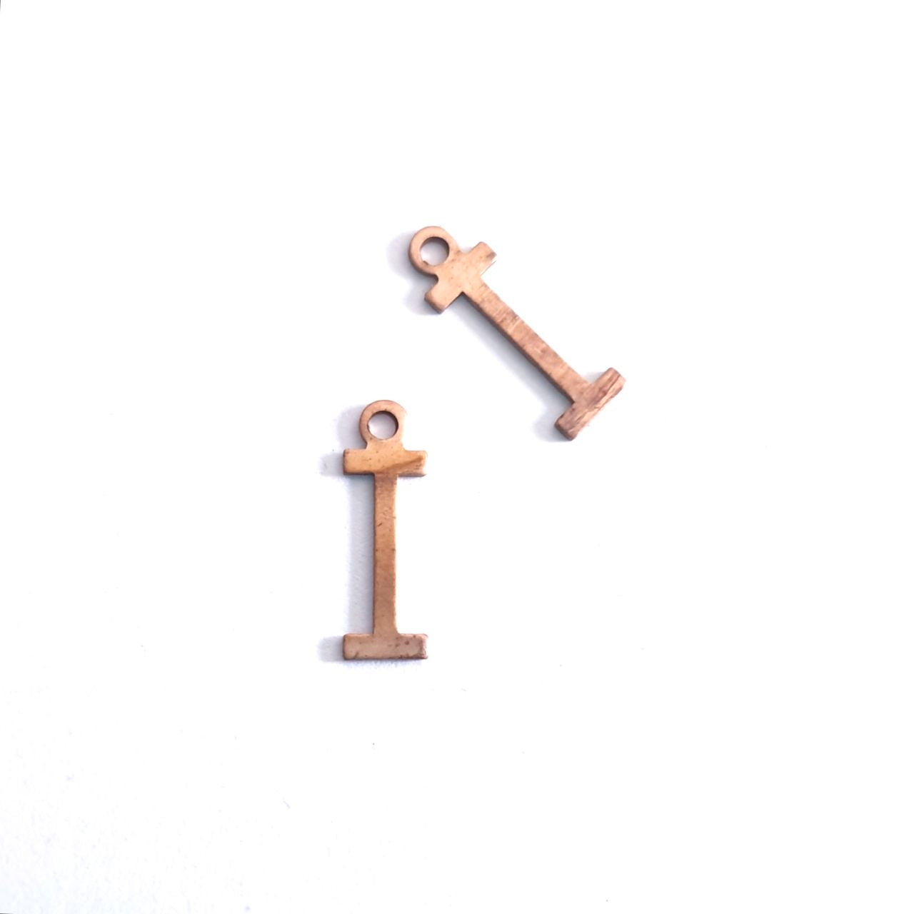 Initial I Delicate Raw Brass Charm Alphabet Letter 15mm