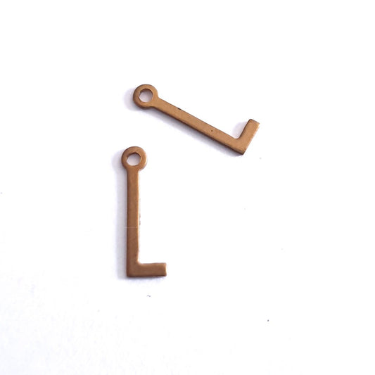 Initial L Delicate Raw Brass Charm Alphabet Letter 15mm