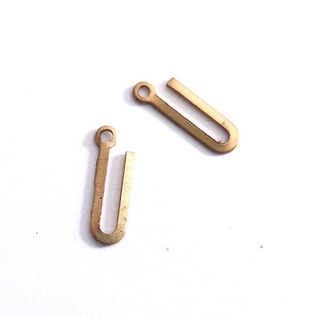 Initial U Small Raw Brass Charm Alphabet Letter 15mm