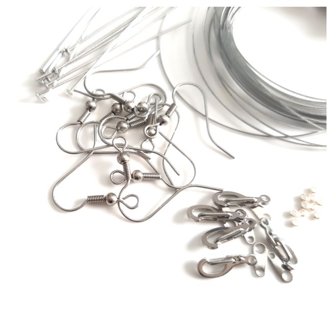 Necklace and Earring Kit Surgical Steel and Nickel Colour