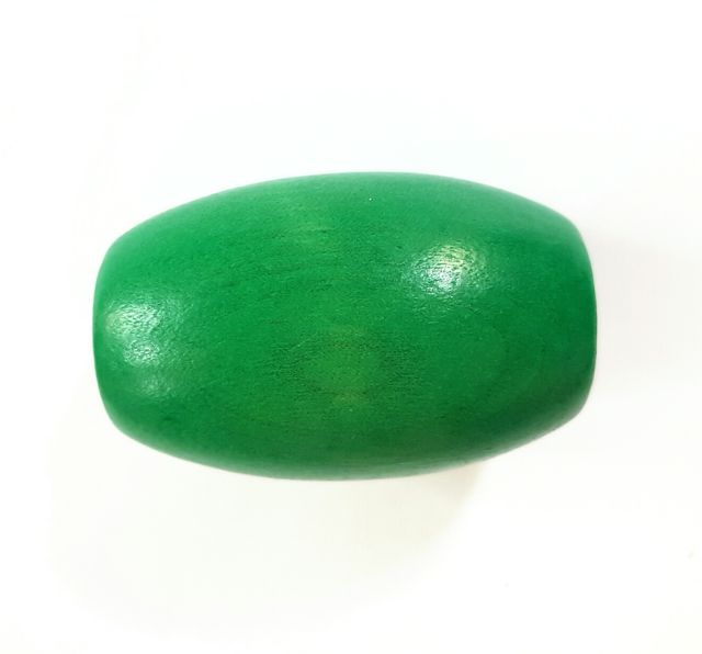 1970s Wooden Bead Oval Green 53x35mm
