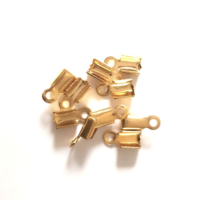 Leather End Medium Gold Plate 8x6mm
