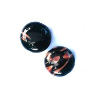 Domed Lentil 21x10mm Black Aventurine Mix Czech Glass Bead