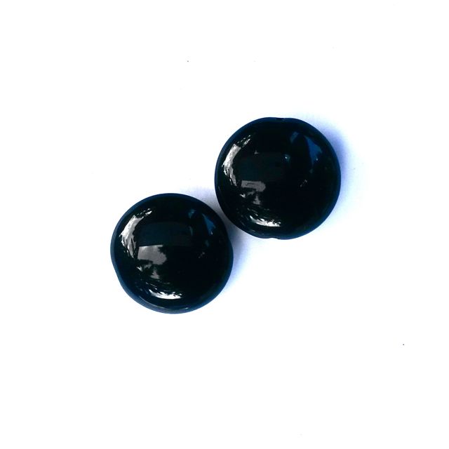 Domed Lentil 21x10mm Black Opaque Czech Glass Bead