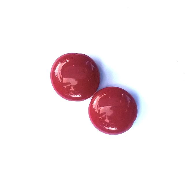 Red Domed Lentil 21x10mm Opaque Cherry Red