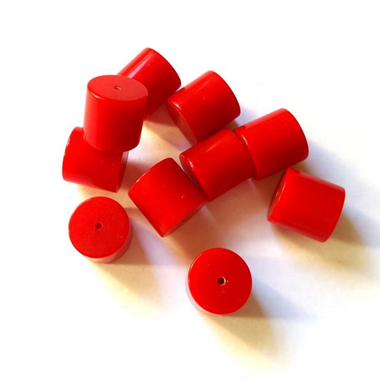 Lucite Bead Red Small Barrel 12x12mm