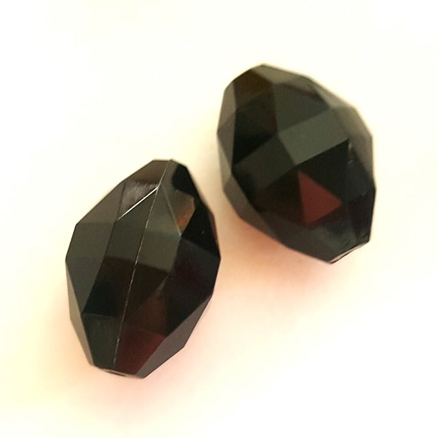 Lucite Bead Black Facetted Oval 25x18mm