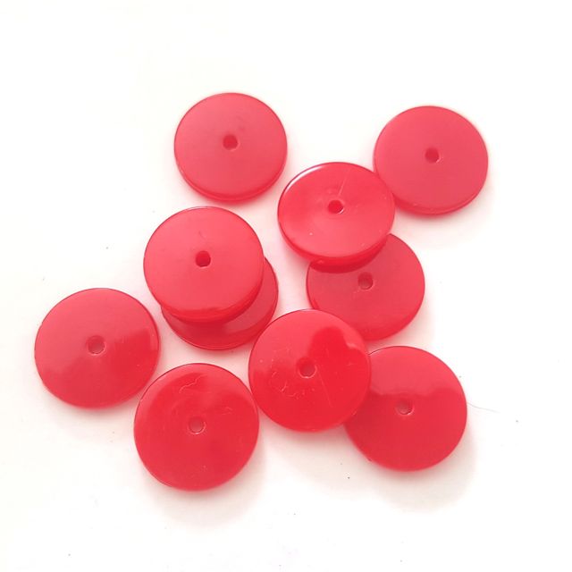 Lucite Bead Red 14mm Disc