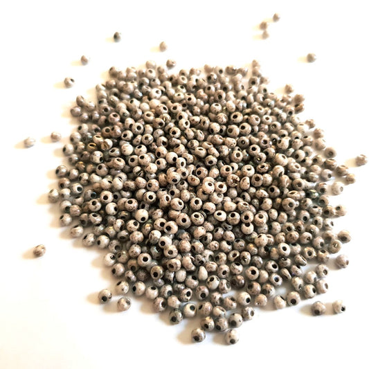 8 0 Magatama Picasso Grey Drop Czech Seed Bead
