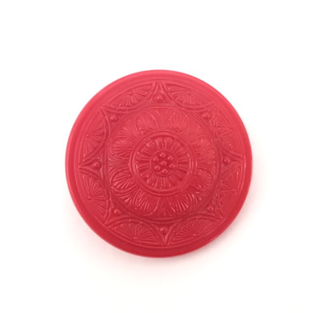 Czech Glass Button Deco Mandala 35mm Red