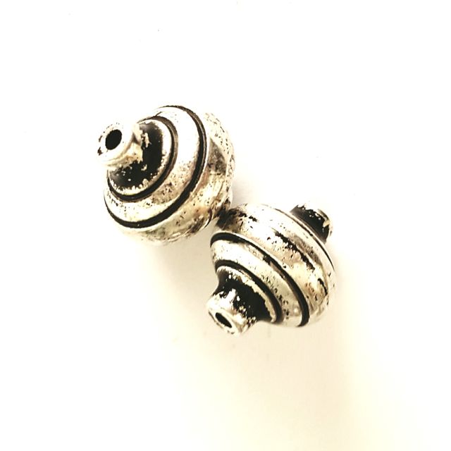 Flying Saucer Metalised Plastic Bead Antique Silver 18x16mm